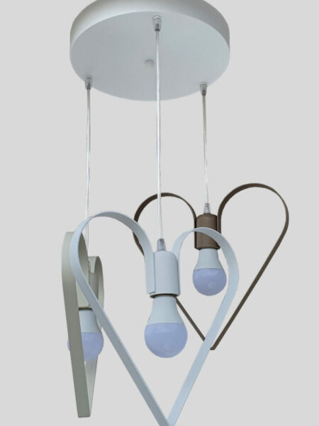 Lampadario Plafoniera Camerette Bambini Cuore Bianco Avorio Tortora