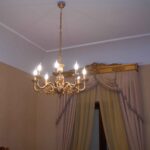 Lampadario Classico Fusione Decorata Paralumi Tessuto