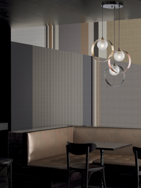 Lampadario Cerchi Colorati Rame Oro Satinato Canna di Fucile
