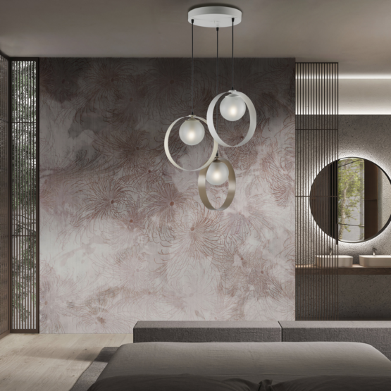 Lampadario Sospensione Plafoniera Cerchi Vari Colori Tortora Avorio Bianco