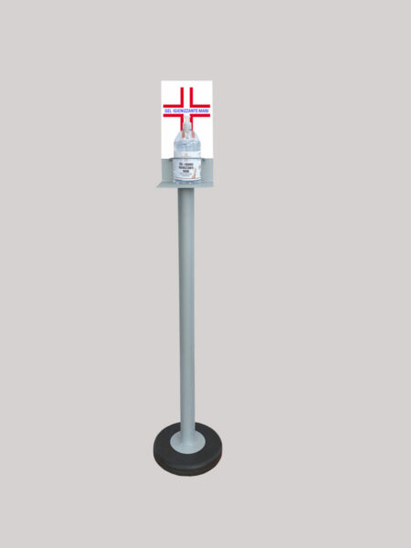 Colonnina Piantana Grigio Argento Porta Gel Igienizzante Lavamani