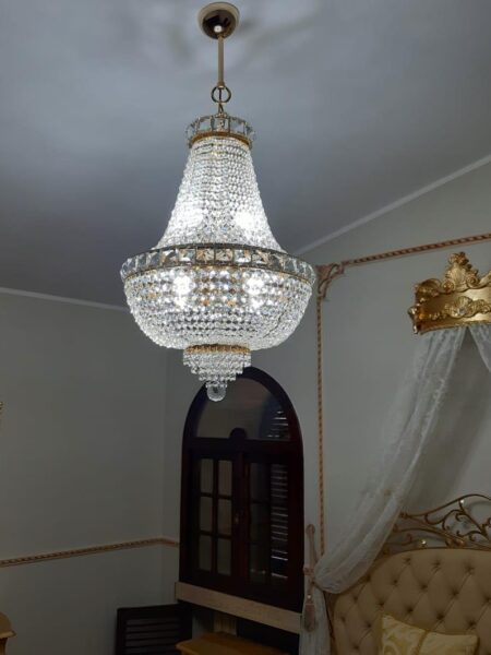 Lampadario Stile Impero Oro Lucido Diametro Cm. 50