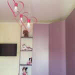 Lampadario Cuore 3 luci fucsia