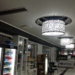 Serie di lampadari in lamiera forata e strass spectra swaorvski