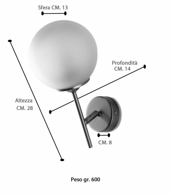 Applique 1 luce Oro Satinato Sfere Vetro Satinato - immagine 5