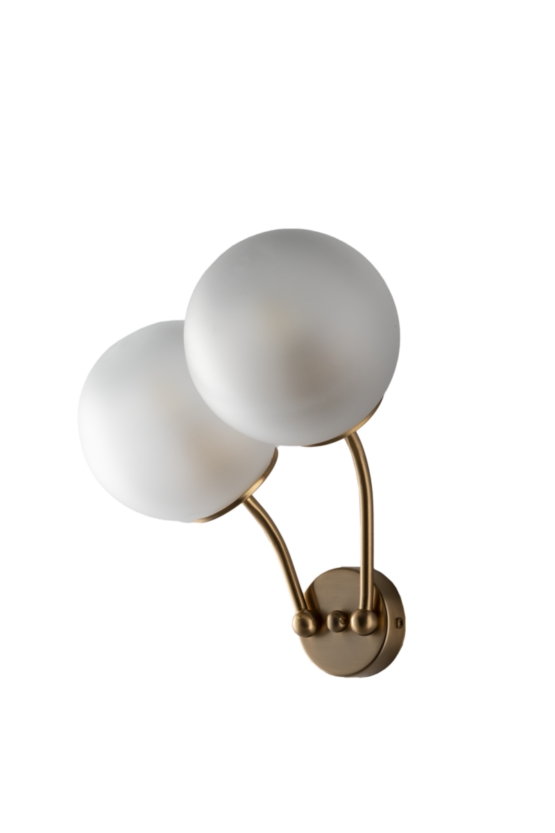 Applique 2 luci Oro Satinato Sfere Vetro Satinato - immagine 3