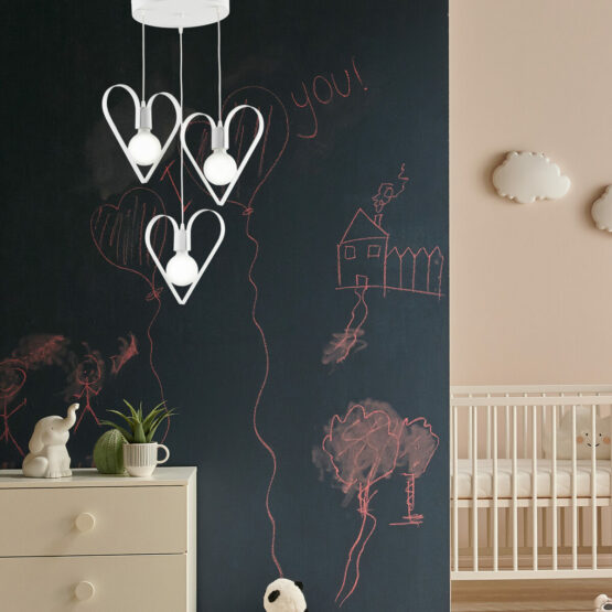 Lampadario Plafoniera Camerette Bambini Cuore Bianco - immagine 3