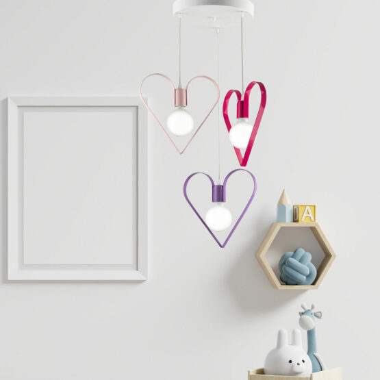 Sospensione Camerette Bambini Cuore Rosa Glicine Fucsia - immagine 2