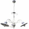 Lampadario 3 Luci Ceramica Bianco Intreccio Blu