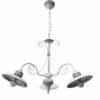 Lampadario 3 Luci Ceramica Bianco Intreccio Verde