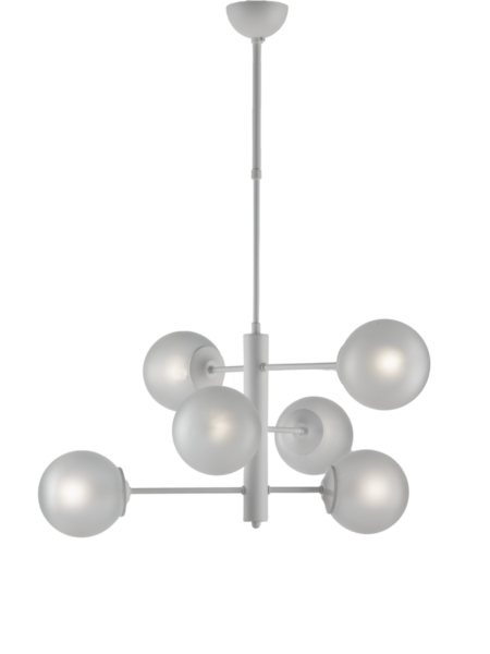 Lampadario Bianco 6 Luci Sfere Vetro Satinato