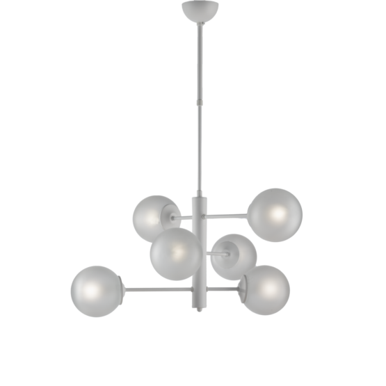 Lampadario Bianco 6 Luci Sfere Vetro Satinato