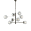 Lampadario Nikel Spazzolato 8 Luci Sfere Vetro Satinato