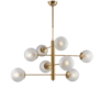 Lampadario Oro Satinato 8 Luci Sfere Vetro Satinato
