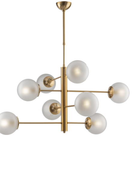 Lampadario Oro Satinato 8 Luci Sfere Vetro Satinato
