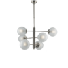 Lampadario Nikel Spazzolato 6 Luci Sfere Vetro Satinato
