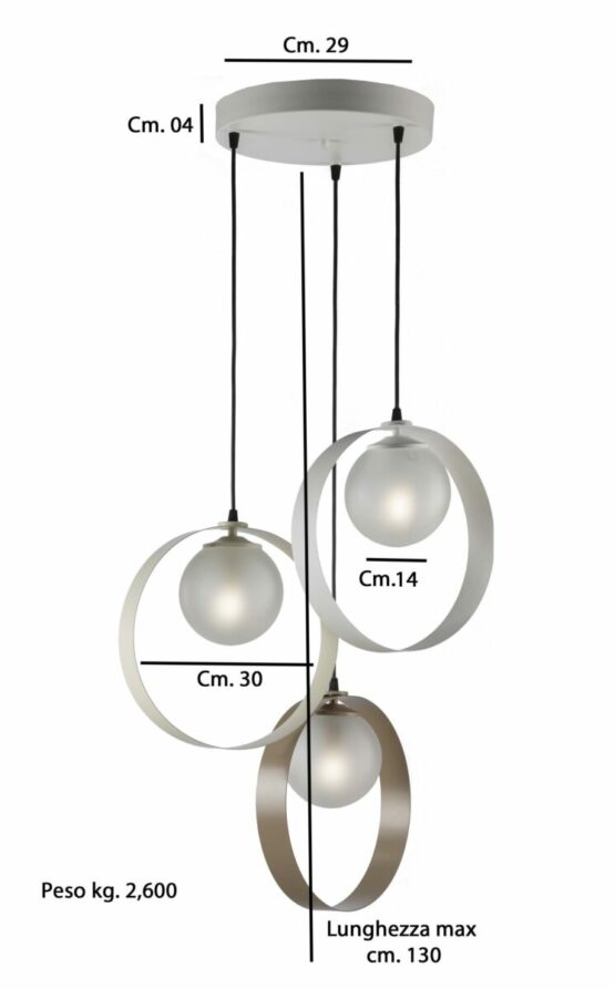 Lampadario Sospensione Plafoniera Cerchi Vari Colori Tortora Avorio Bianco - immagine 3