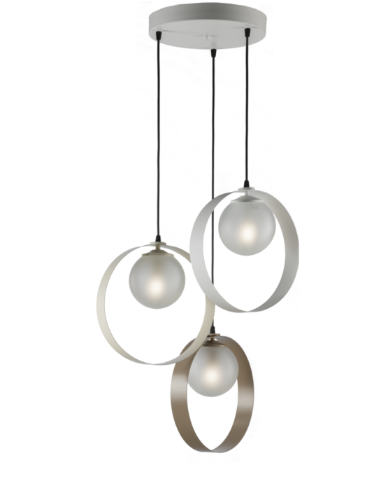 Lampadario Sospensione Plafoniera Cerchi Vari Colori Tortora Avorio Bianco - immagine 2