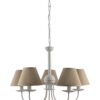 Lampadario Bianco 5 Luci Shabby Chic Paralumi Tortora