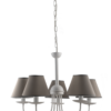 Lampadario Bianco 5 Luci Shabby Chic Paralumi Grigio Tortora