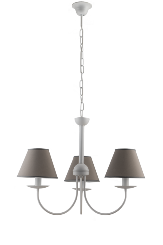 Lampadario 3 Luci Shabby Chic con Paralumi Grigio Tortora