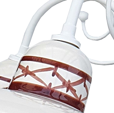 Lampadario 5 Luci Ceramica Bianco Intreccio Marrone