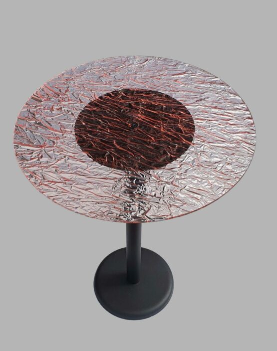Tavolo Rotondo in Plexiglass Effetto Ghiaccio Rosa - immagine 2