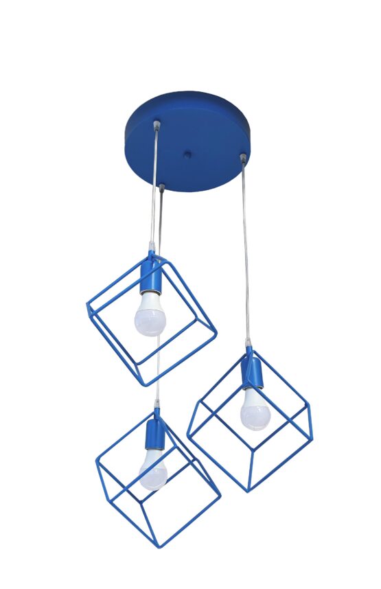 Lampadario Plafoniera Cubi Azzurro