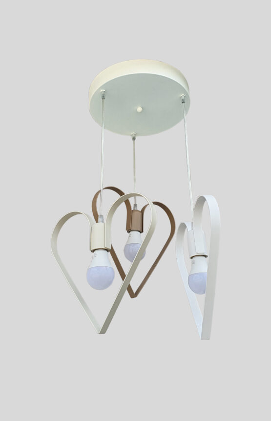 Lampadario Plafoniera Camerette Bambini Cuore Bianco Avorio Tortora