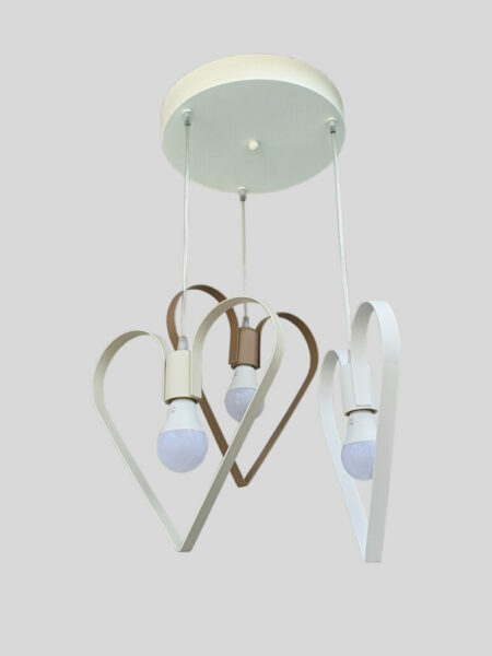 Lampadario Plafoniera Camerette Bambini Cuore Bianco Avorio Tortora