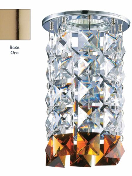 Faretto Oro Lucido Strass Quadrati Asfour Ambra